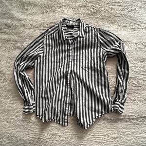 Lucky Brand Black and White Striped Women's Button Down Shirt